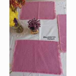 Fringed Style Dinning Placemats Pink (Set of 6)